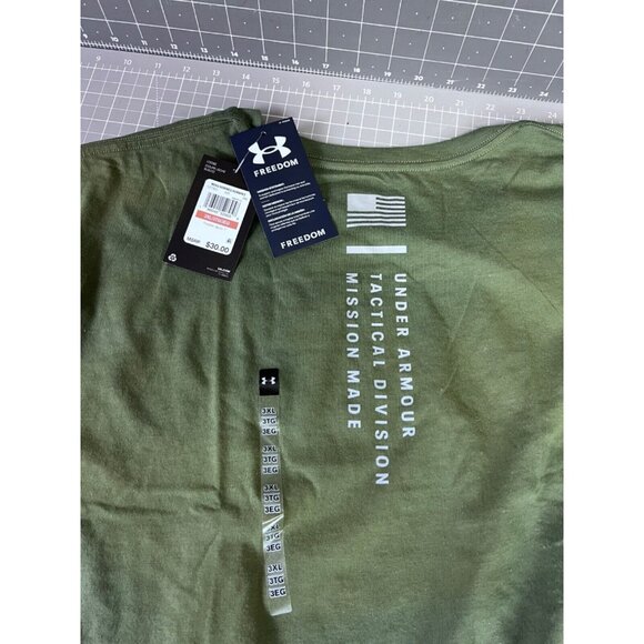 Under Armour  Men's UA Freedom Spine T-Shirt Short Sleeve Tee NEW~Olive Sz 3XL - Picture 7 of 9